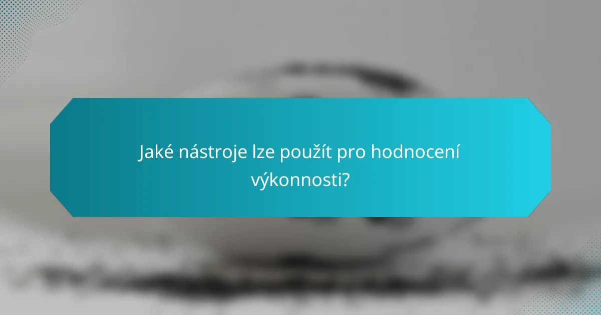 Jaké nástroje lze použít pro hodnocení výkonnosti?